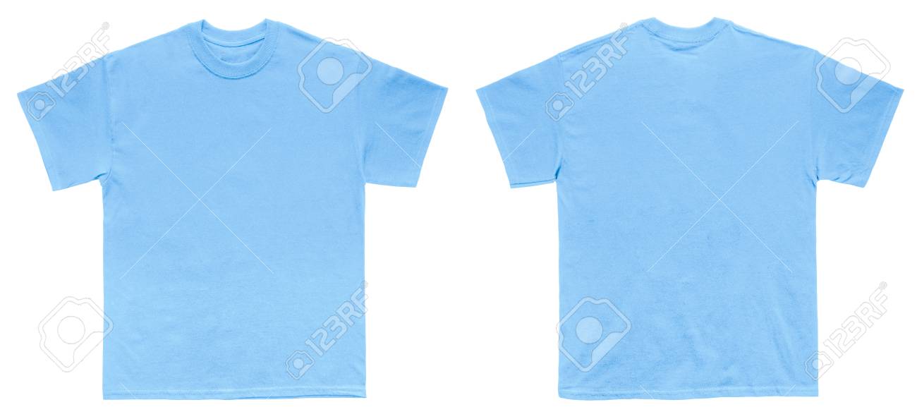 Blank Tshirts Template Blue Color Stock Photos and Images - 123RF