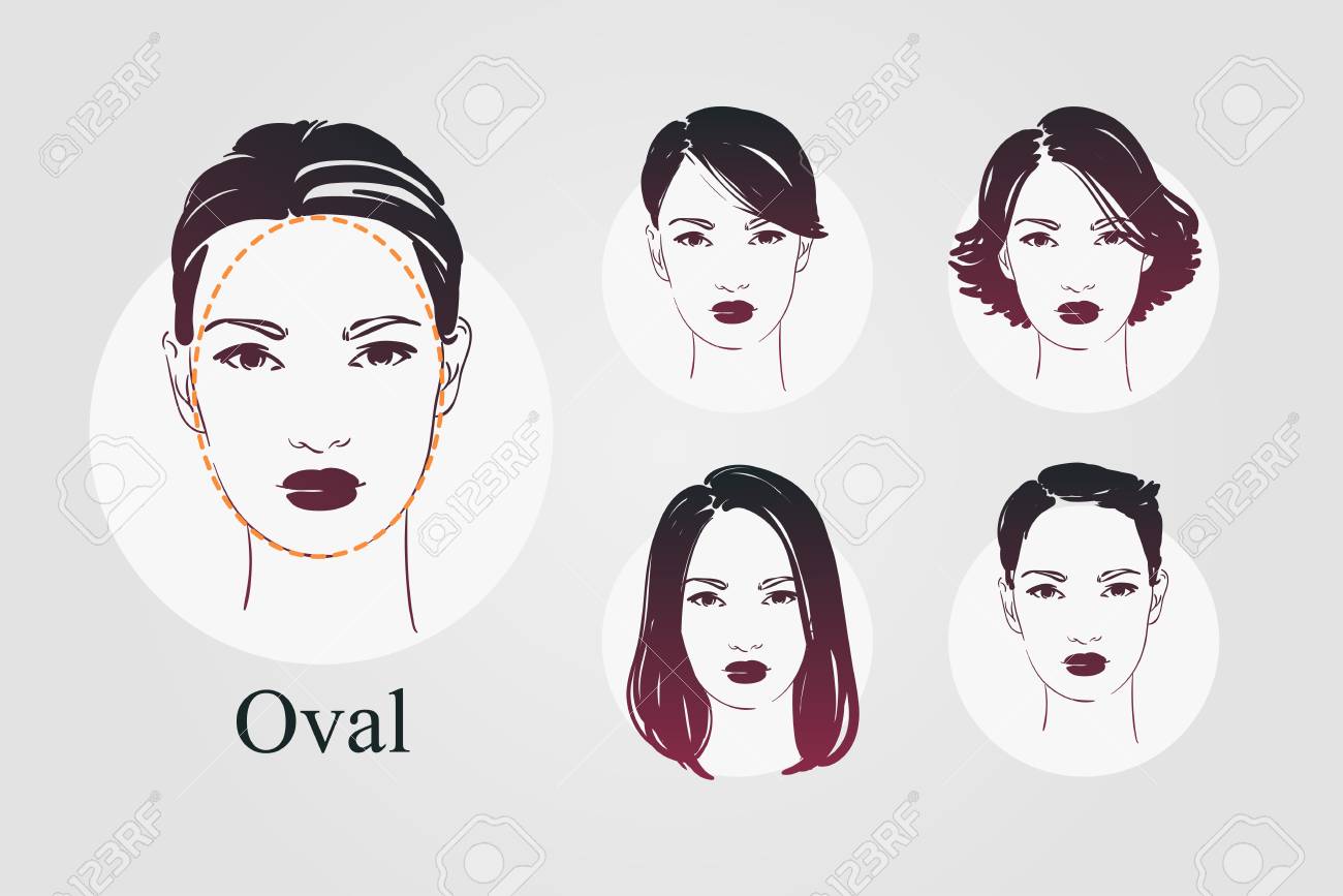 Vector Set Beautiful Women Icon Portraits With Different Haircut