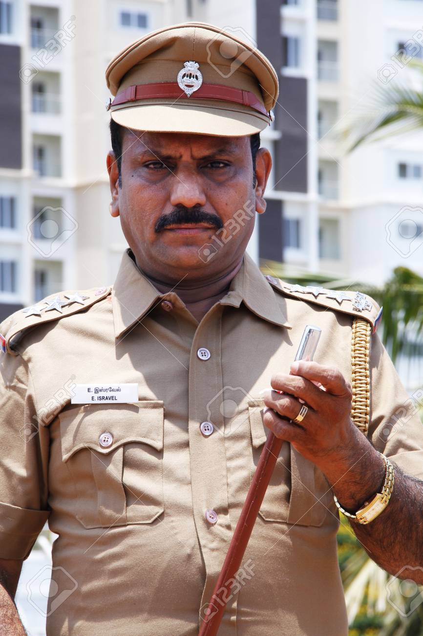 Indian Police Officer Looking At Outside Stock Photo, Picture and Royalty  Free Image. Image 89572312.
