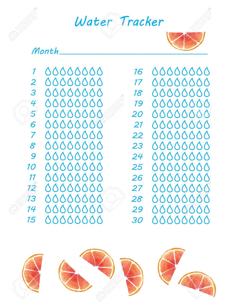 leerer wasser-tracker. hydration tracker bullet journal zum