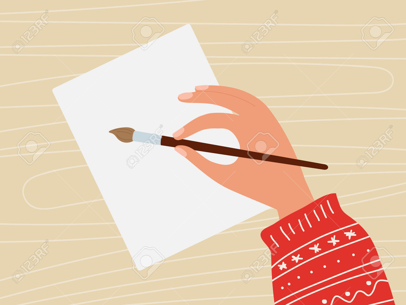 Escrever ou pintar, mão isolada com ferramenta para desenhar e
