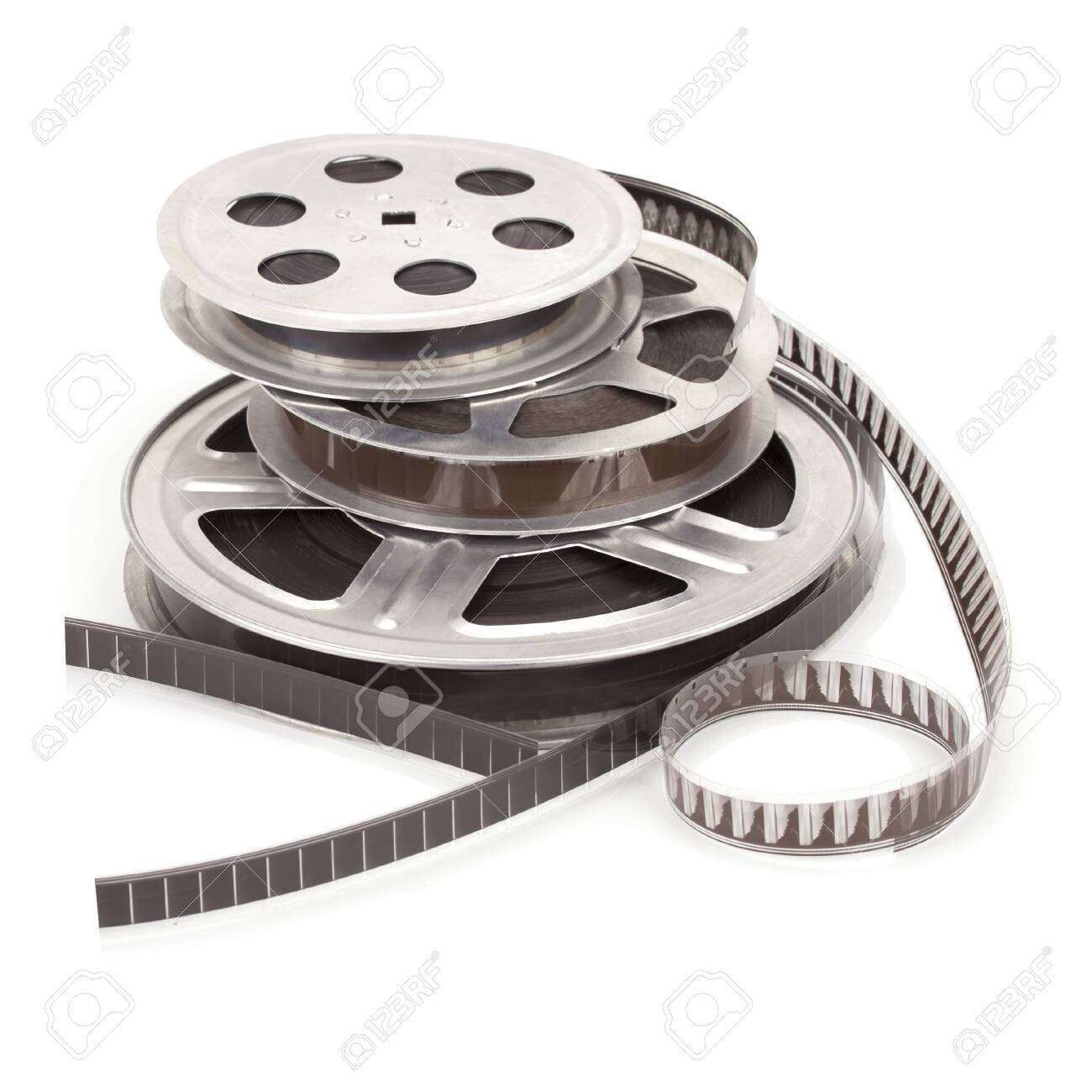 Old Film Reel With Strip Isolated On A White Background. Stock Photo,  Picture and Royalty Free Image. Image 141866004., image size:1300x1300