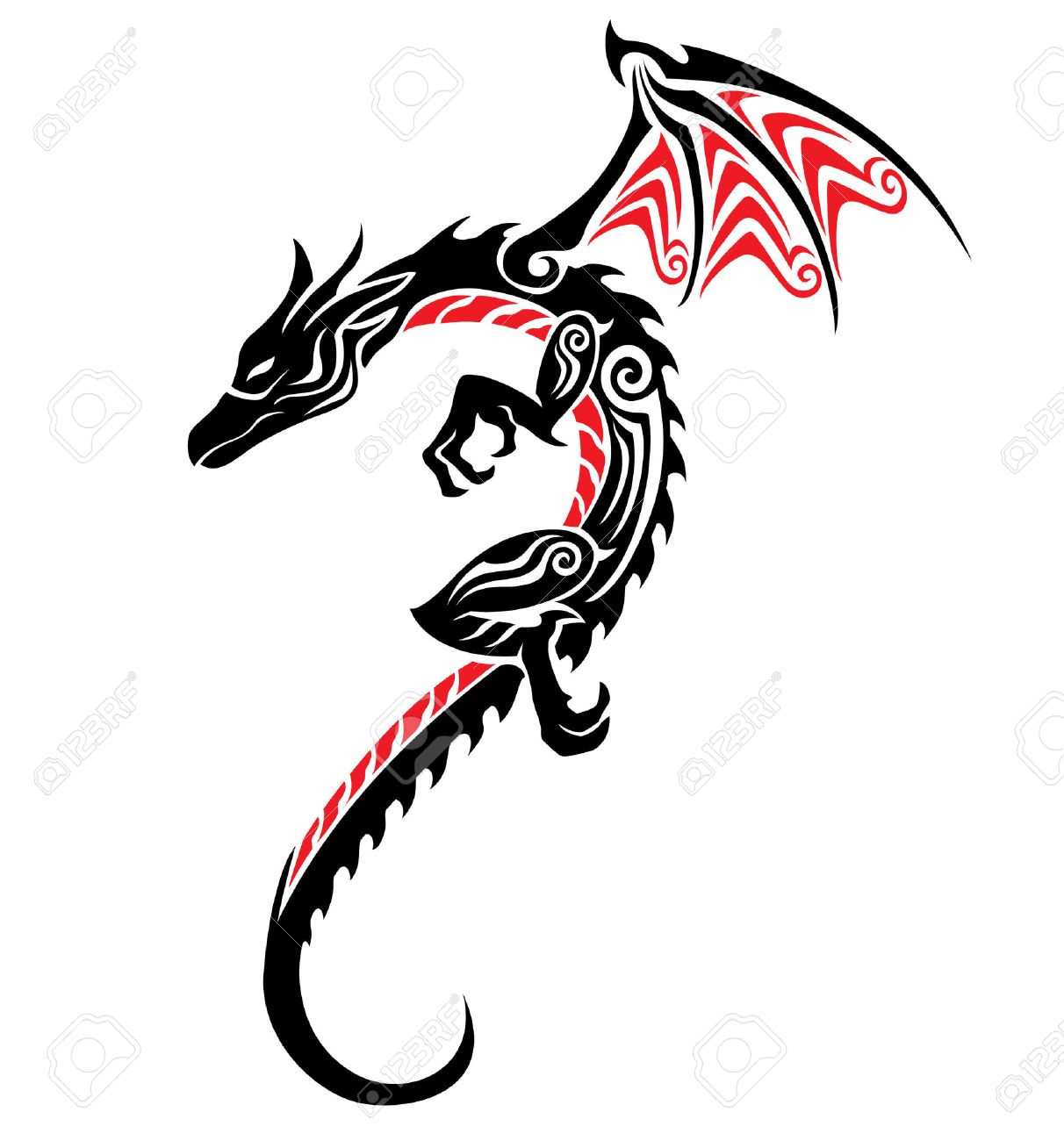 Tribal-Tattoos 5439490-dragon-tribal-tattoo-Stock-Vector
