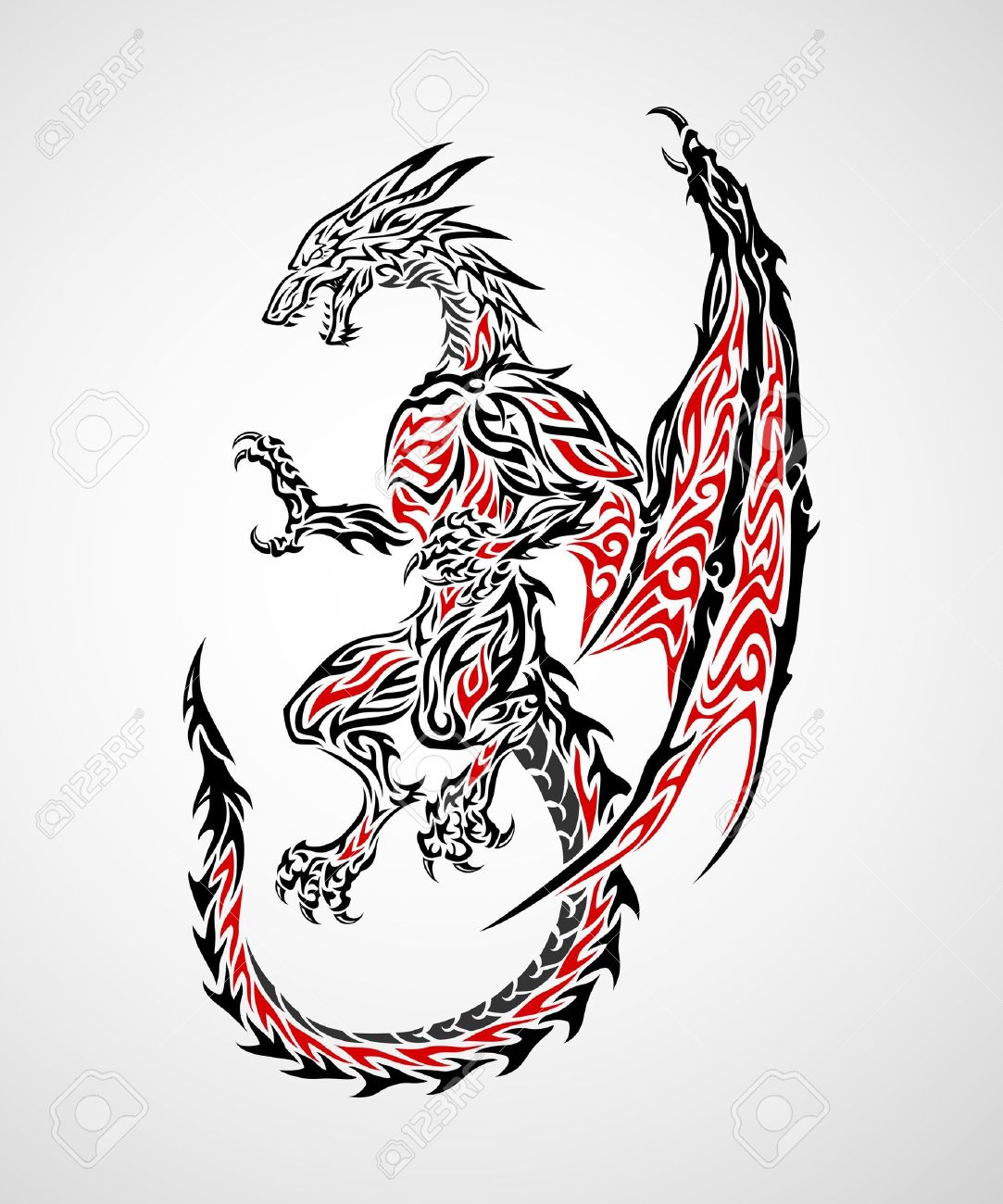 Vector dragon tribal tattoo Vector dragon,