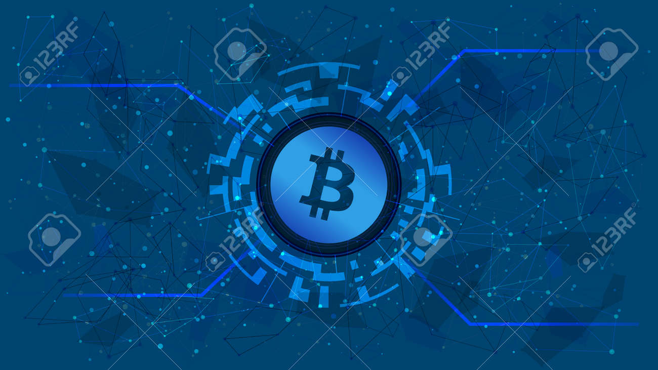 Bitcoin Token Symbol In A Digital Circle With A Cryptocurrency Theme On A Blue Background Btc Coin Icon Digital Gold For Website Or Banner Copy Space Vector Eps10 Royalty Free Cliparts Vectors