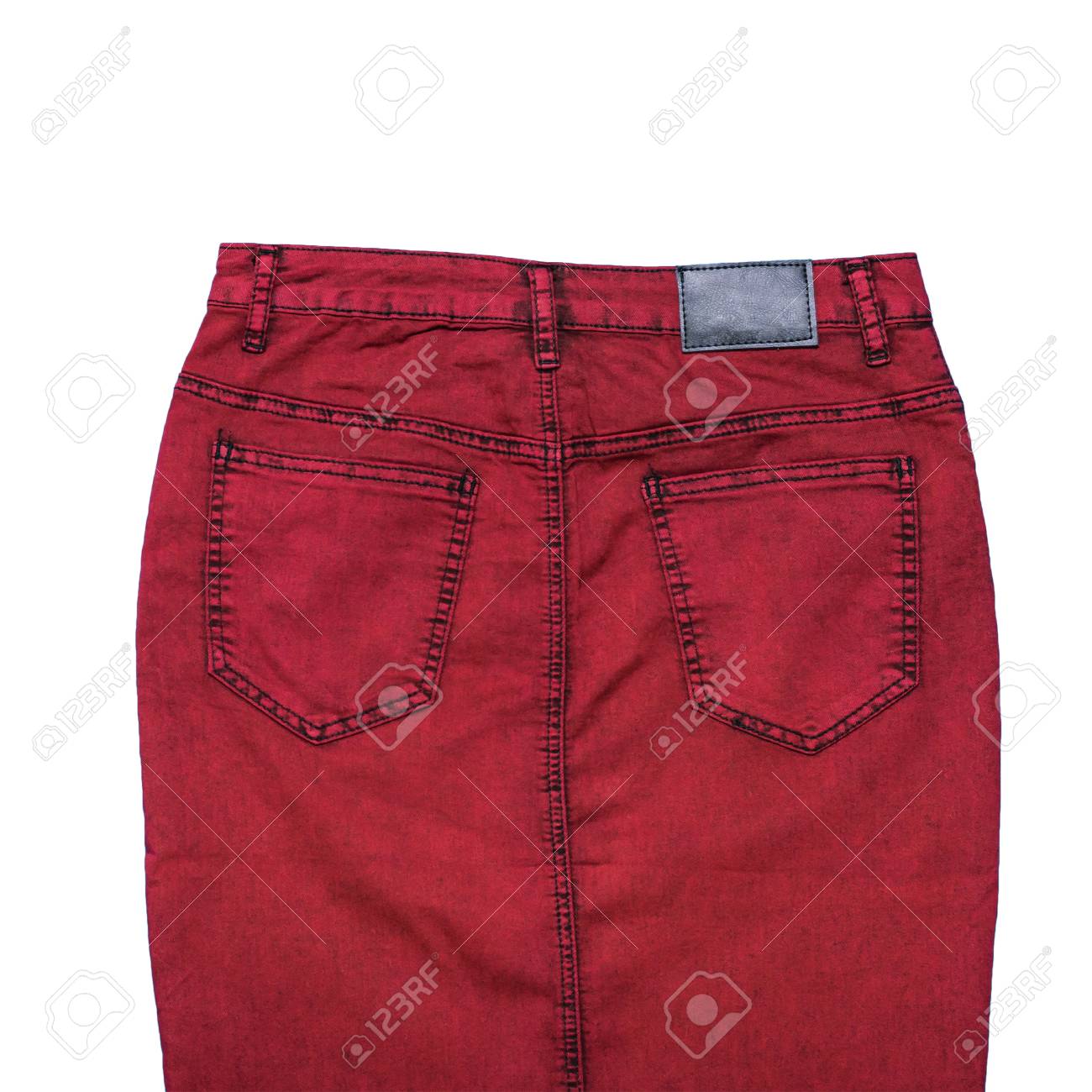 burgundy denim skirt isolated on a white background fashionable burgundy and white background