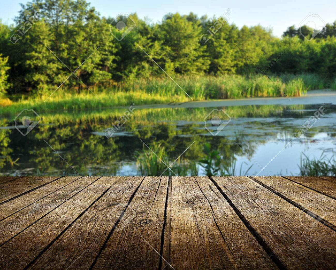 Empty Table And River Background Stock Photo, Picture And Royalty Free  Image. Image 27459116.