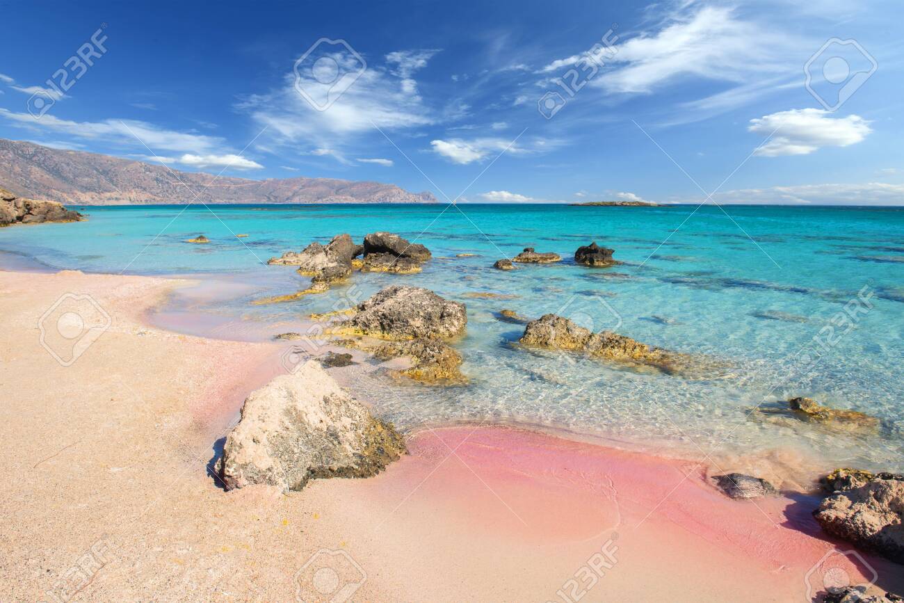 Famous Elafonisi beach on Greece island Crete - 131022401 Famous Elafonisi beach on Greece island Crete - 131022401