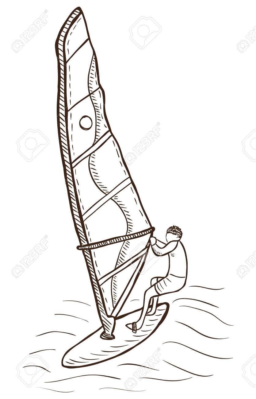 Illustration Of Windsurfer - Vector, Doodle Style Royalty Free SVG, Cliparts,  Vectors, and Stock Illustration. Image 14804019., image size:835x1300