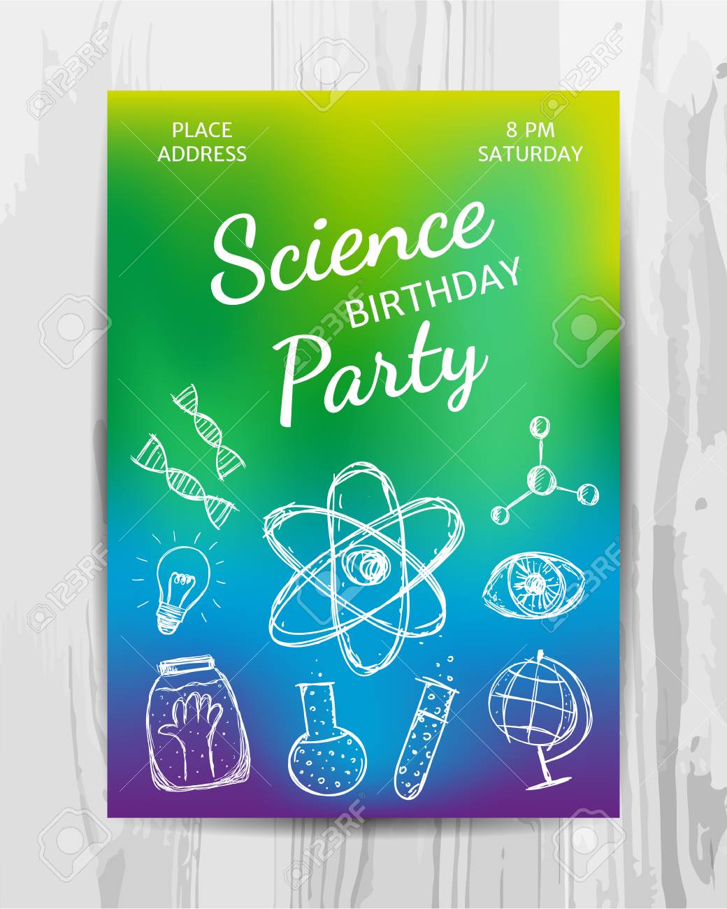 birthday party invitation card multicolored science party flyer flyer bday