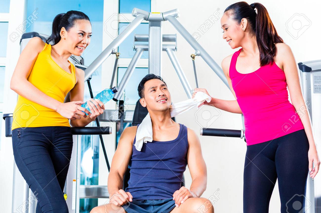 Women Teasing Man At Gym Stock Photo, Picture and Royalty Free Image. Image  33765980.