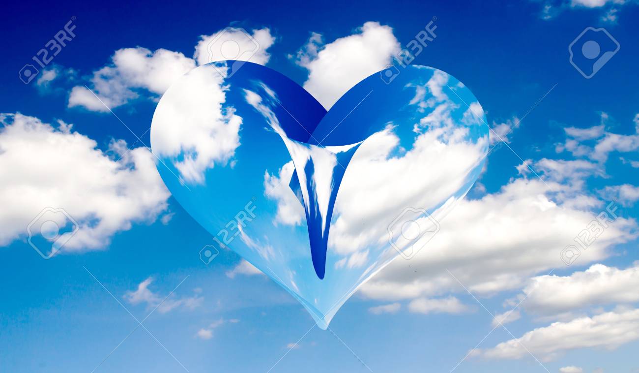 ハート背景空雲抽象化 の写真素材 画像素材 Image