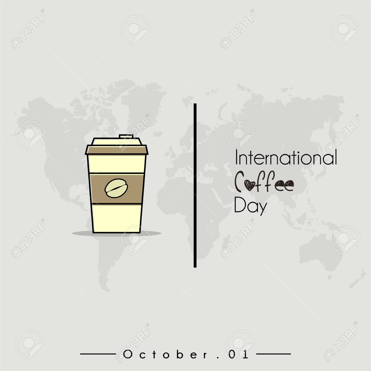International Coffee Day With Coffee Cup Vector Cartoon And World Royalty Free Cliparts Vectors And Stock Illustration Image 128102752