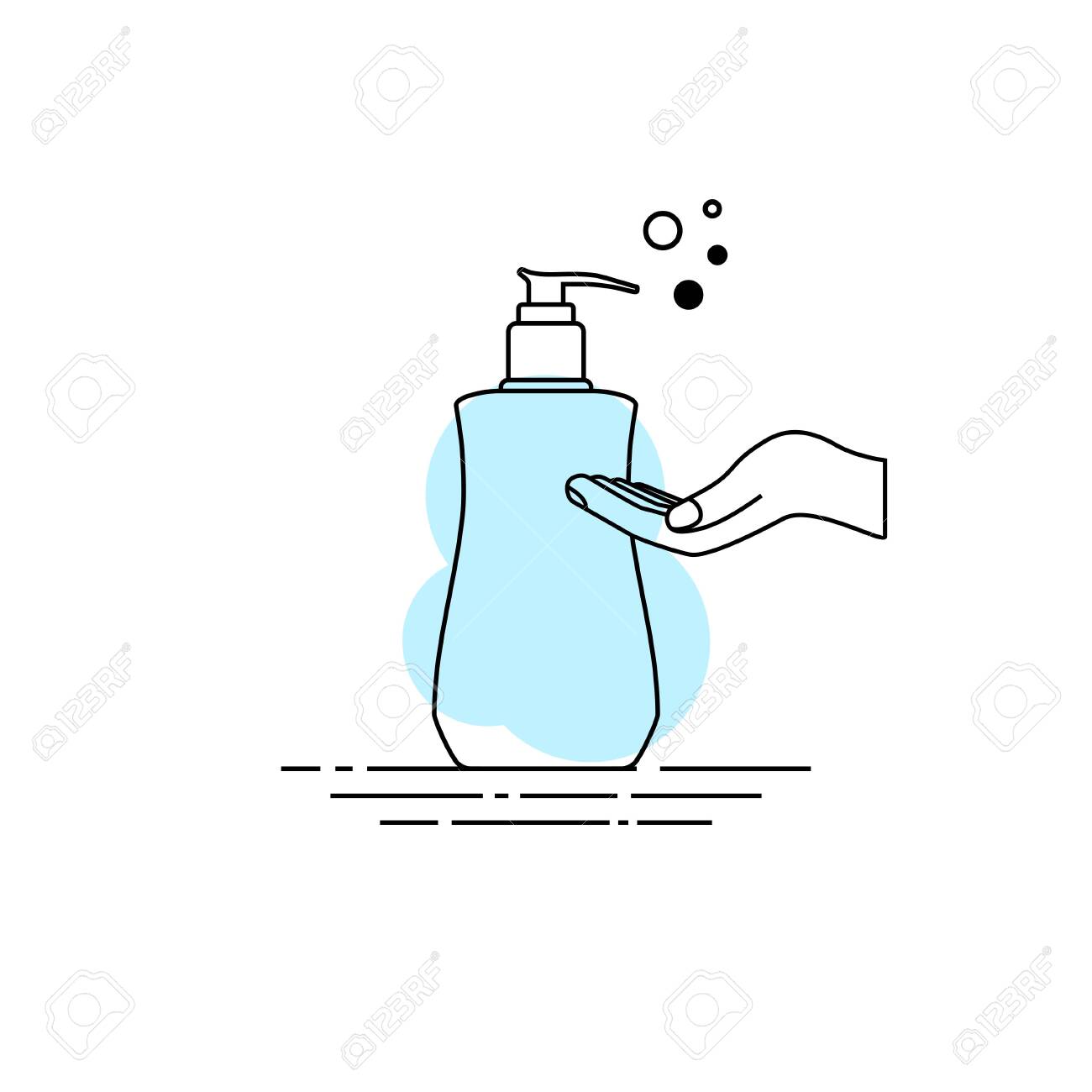 Soap Dispenser With Hand Outline Vector Illustration For Template Design Royalty Free Cliparts Vectors And Stock Illustration Image