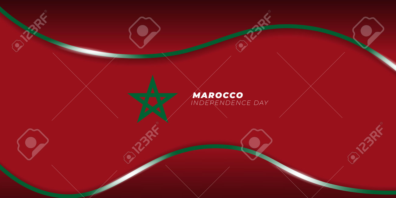 Morocco Independence Day Background With Green Star For Morocco Flag. Red  And Green Background Design. Good Template For Morocco National Day Design.  Stock Photo, Picture and Royalty Free Image. Image 177369381., image size:1300x650