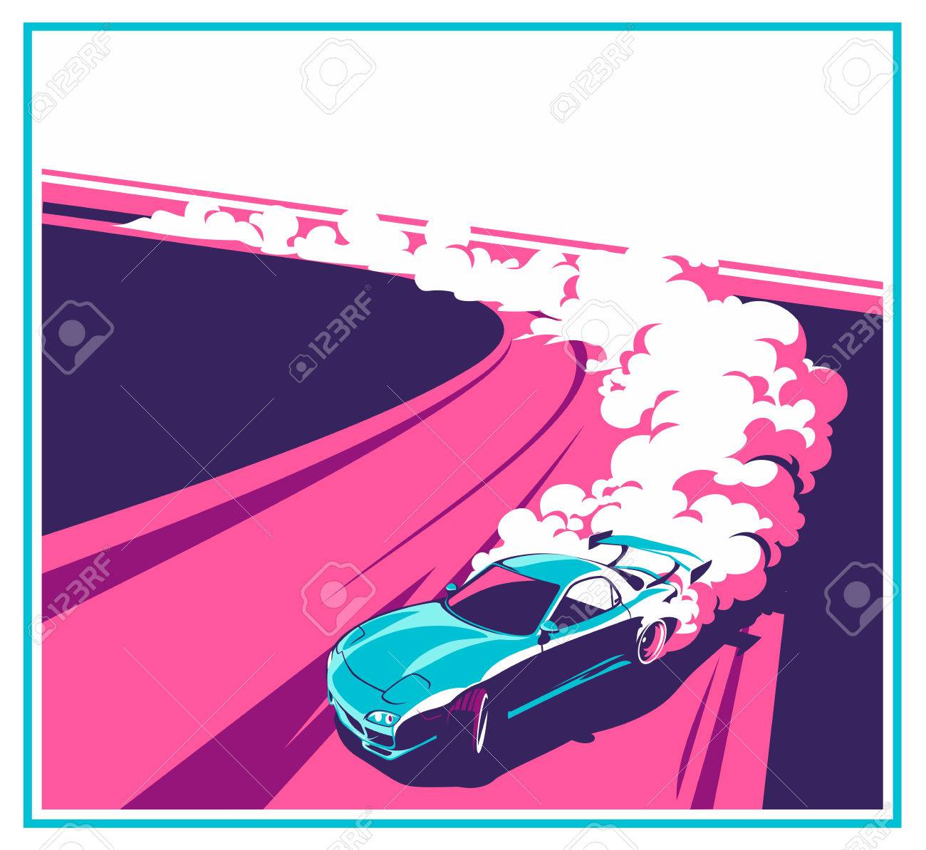 バーンアウトの車 日本のドリフト スポーツ ストリート レース のイラスト素材 ベクタ Image