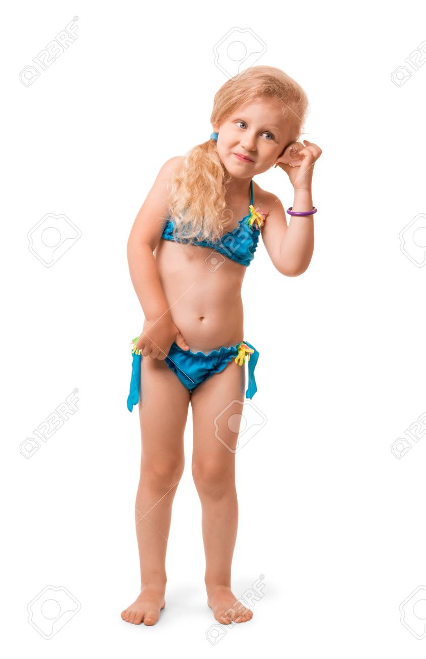 Girl in blue swimsuit Clearance