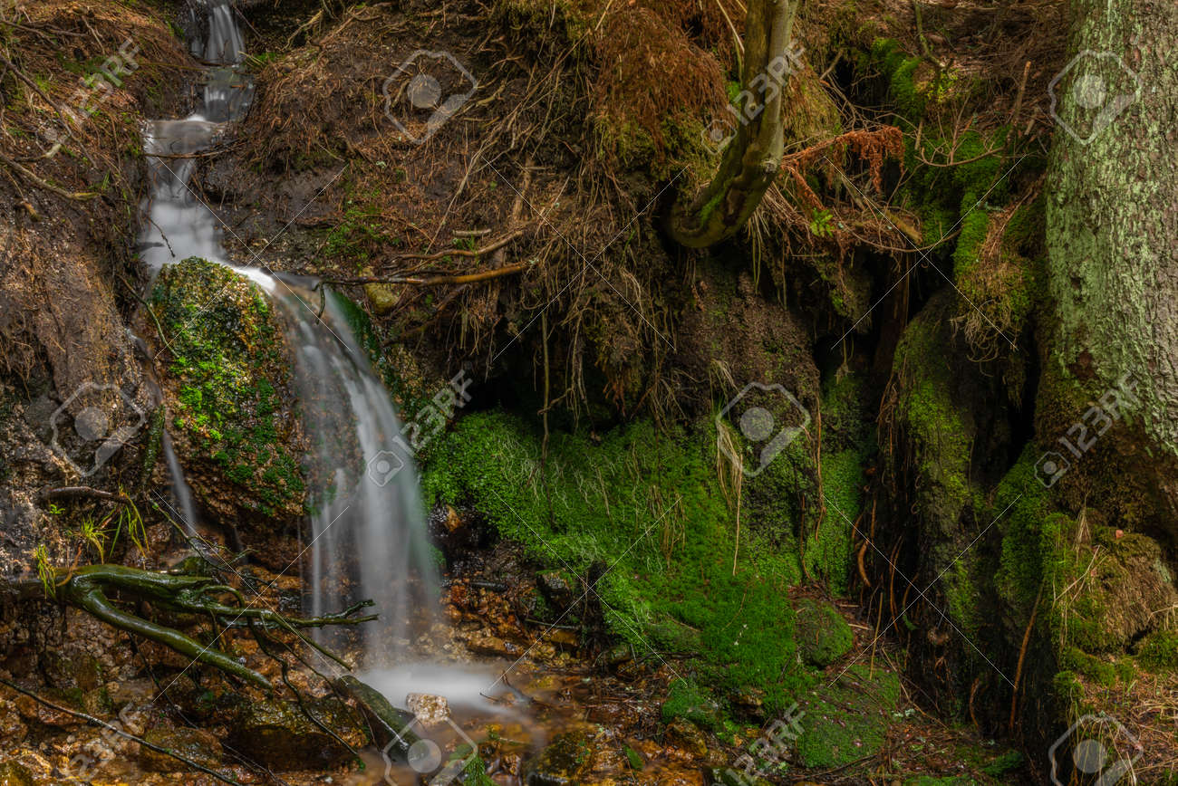 Small waterfall near Lisci valley in spring color fresh wet day - 169616465 Small waterfall near Lisci valley in spring color fresh wet day - 169616465