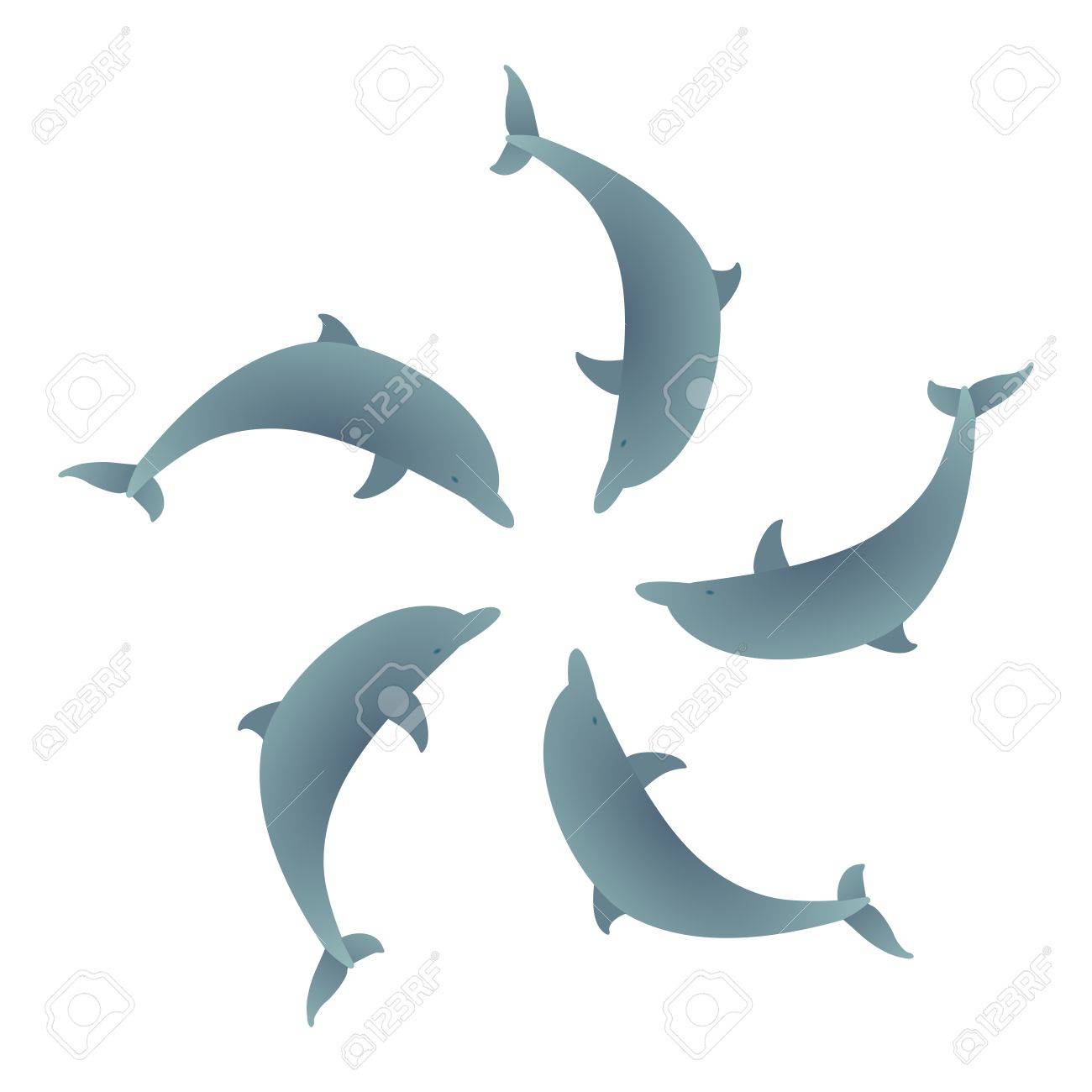 各他のヘッドを回転円のイルカをフローティングのイラスト素材 ベクタ Image