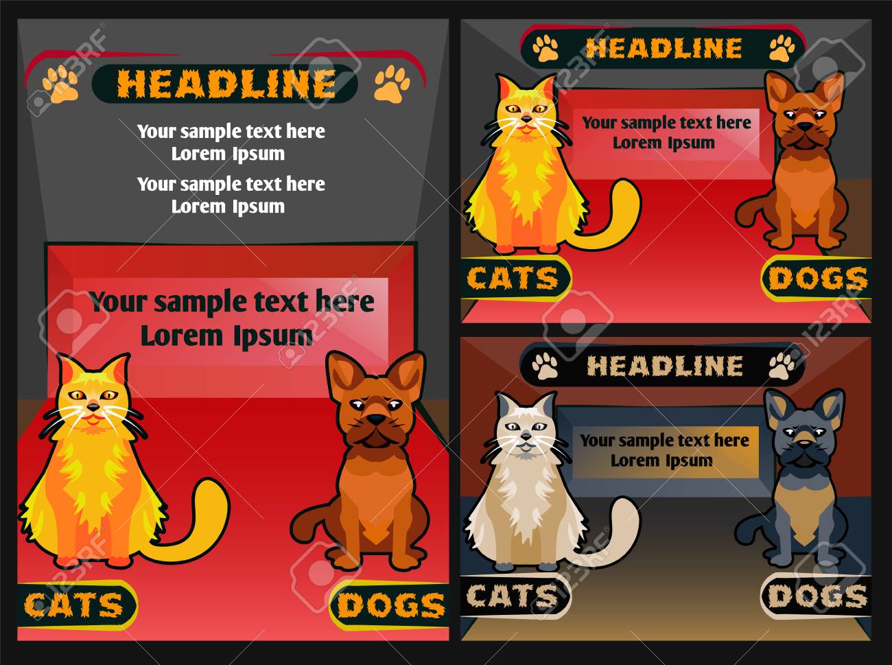 Bannière De Magasin Pour Animaux De Compagnie Avec Chien Chat Illustration De Dessin Animé De Vecteur