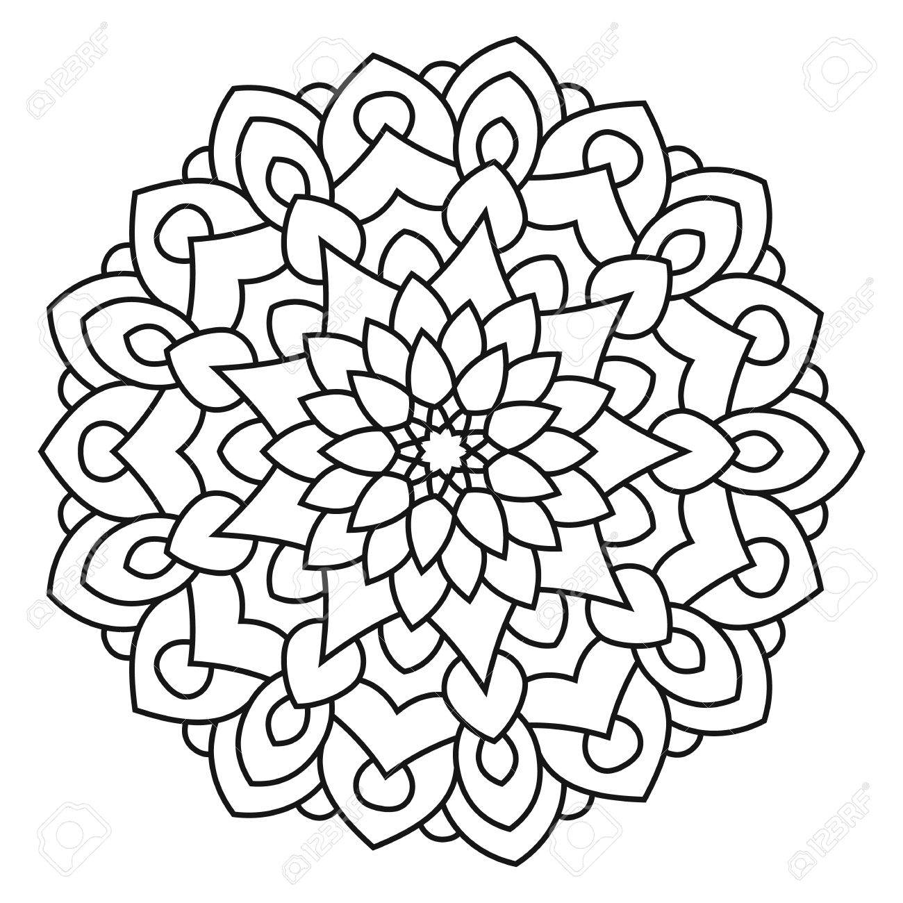 Symmetrical Circular Pattern Mandala Oriental Pattern Coloring Page For Adults Turkish Islamic Oriental Ornament Royalty Free Cliparts Vectors And Stock Illustration Image 58390042