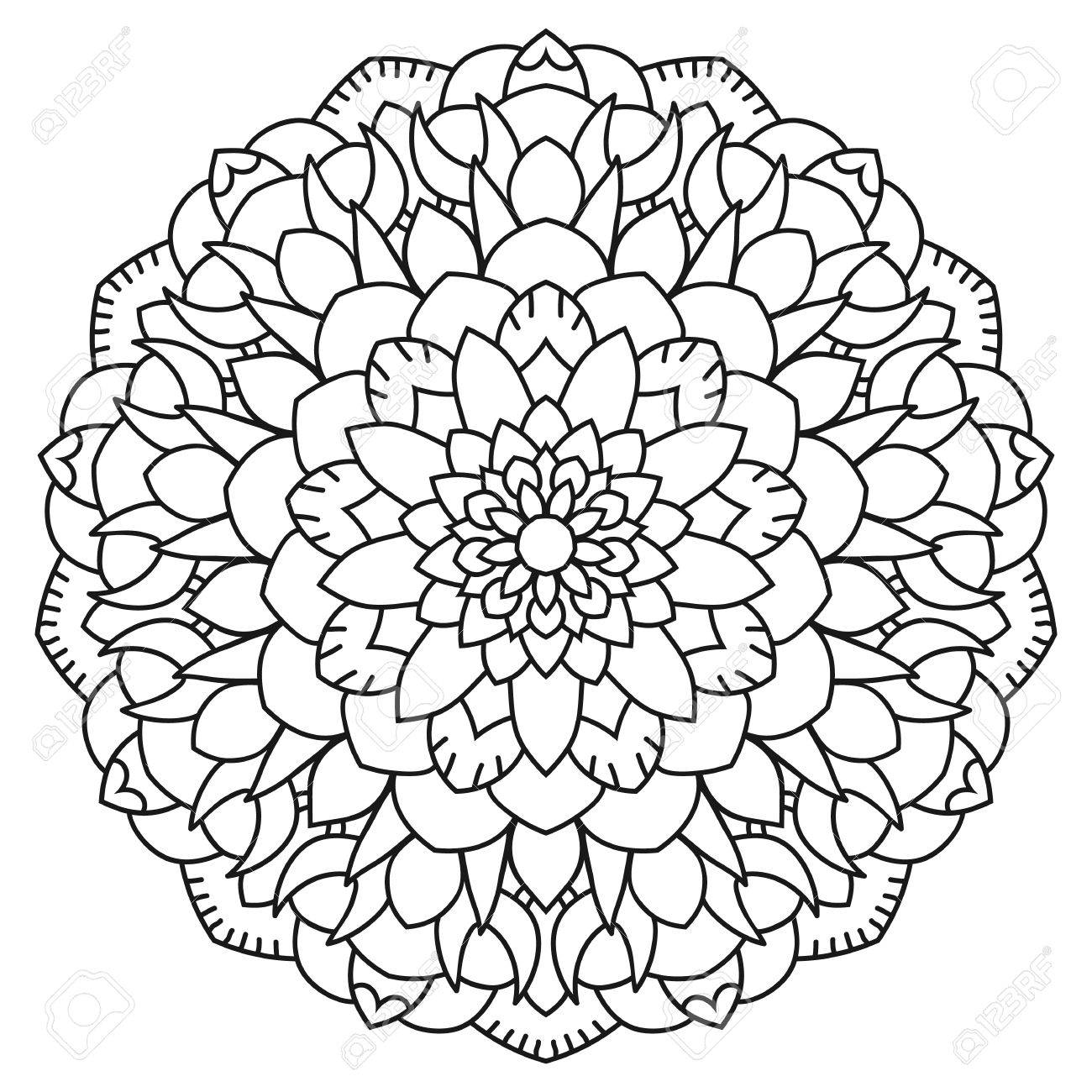 ラウンドまとめたマンダラ塗り絵です ヴィンテージの装飾的な要素 のイラスト素材 ベクタ Image