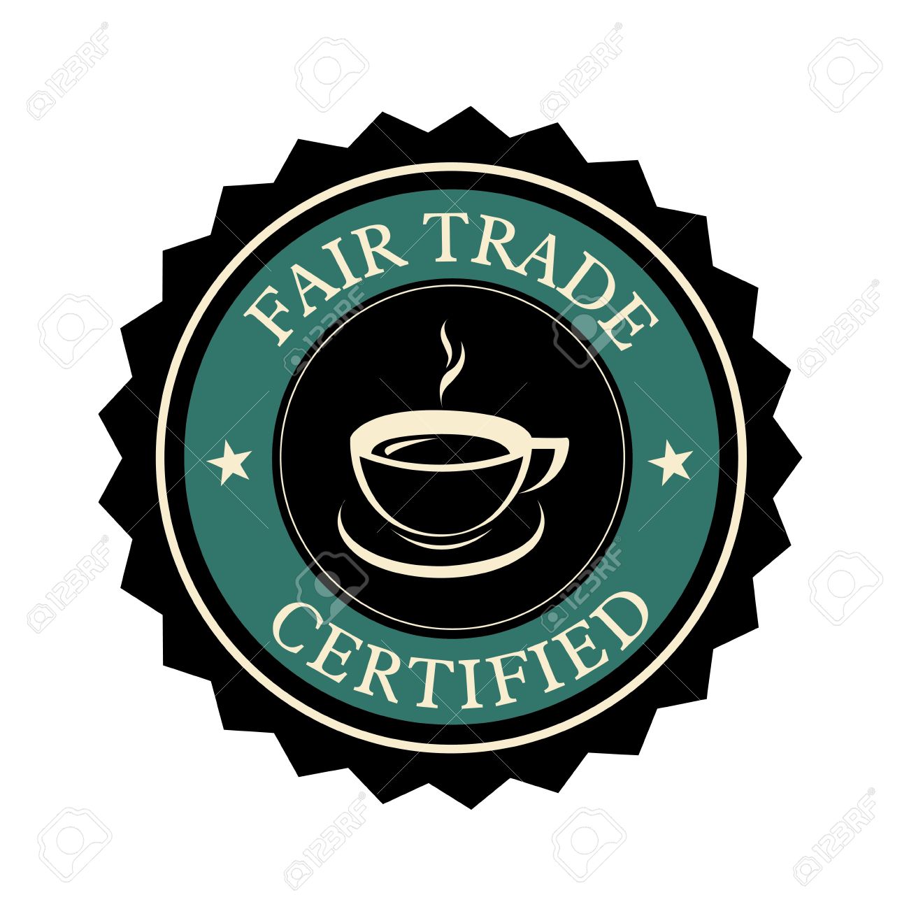 ホワイト バック グラウンドでコーヒー フェア トレード ラベル のイラスト素材 ベクタ Image