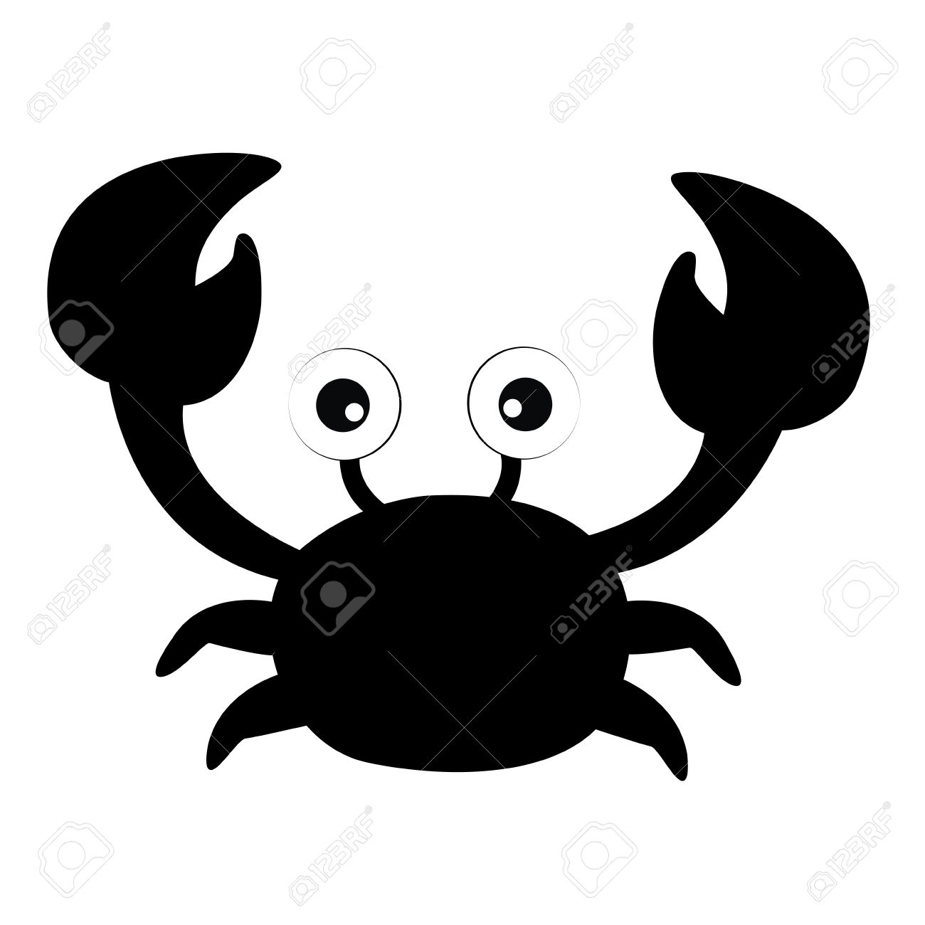 白い背景の上のカニのシルエットのイラスト素材 ベクタ Image
