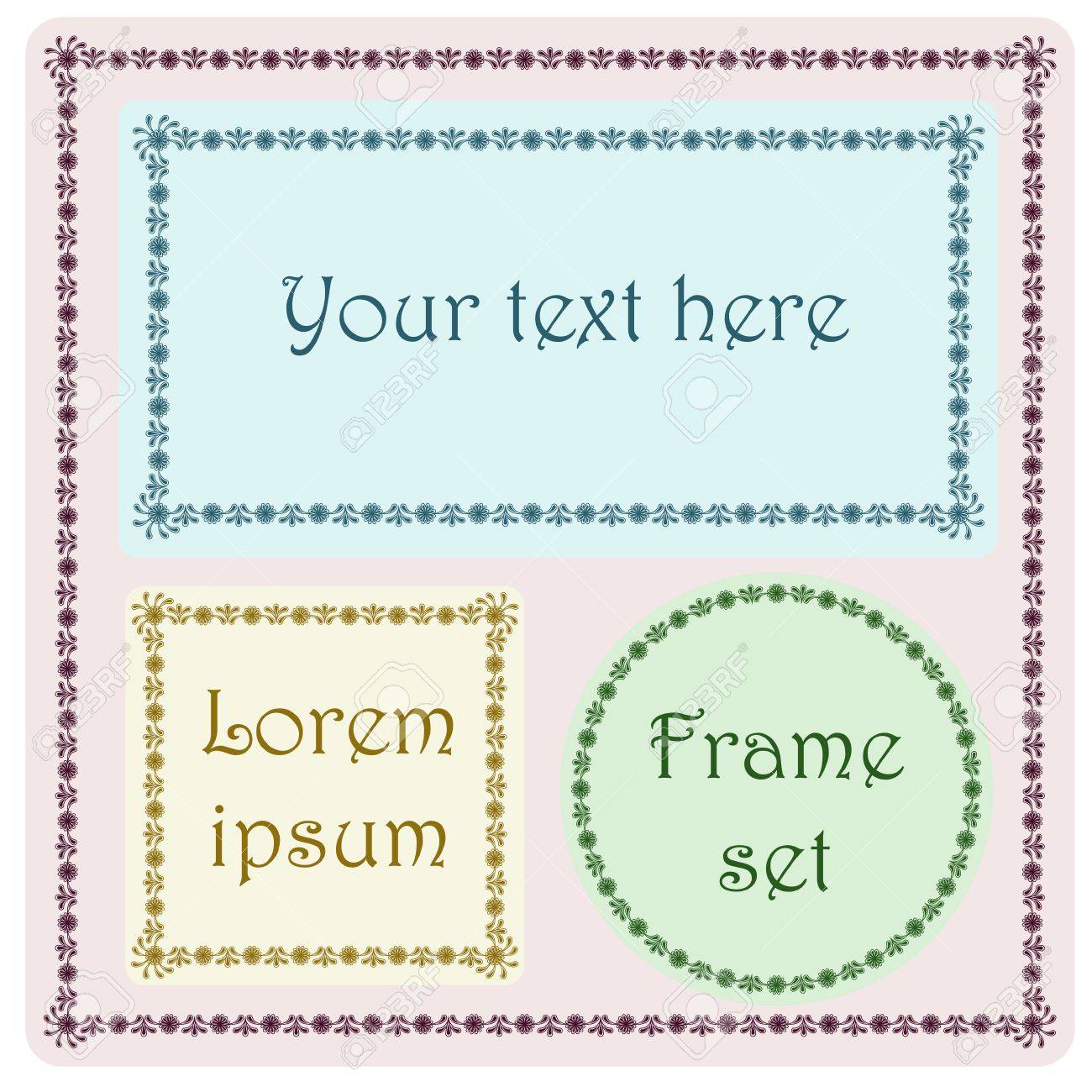 ヴィンテージ装飾的なフレームのセットです メッシュ グラデーション 透明度なし使用 オブジェクトは グループ化し 英語の名前が のイラスト素材 ベクタ Image
