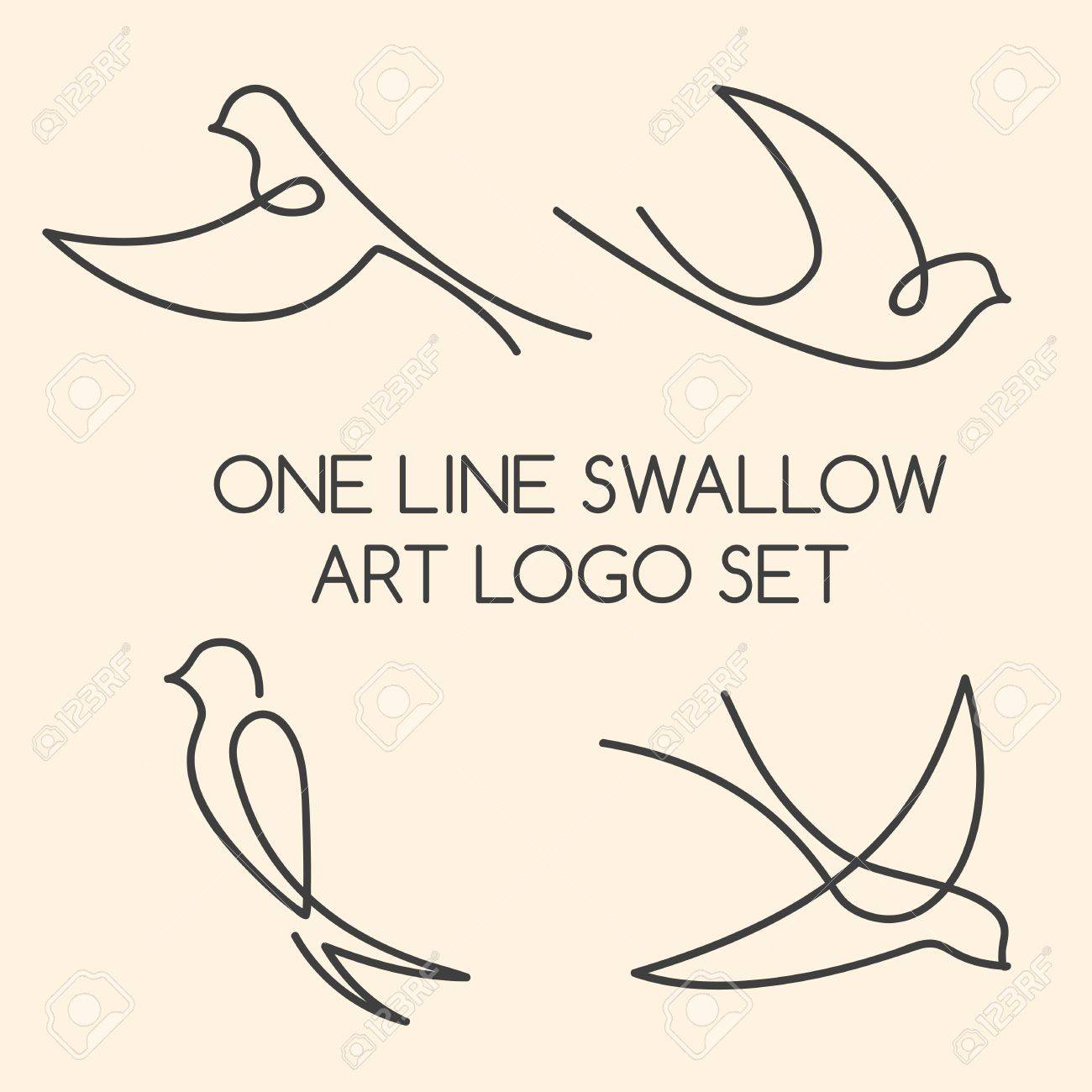 One line swallow art logo set - 51335587 One line swallow art logo set - 51335587