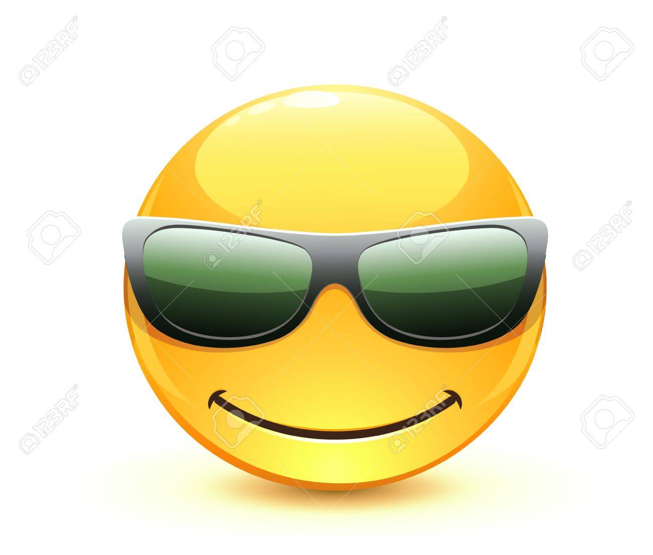 Vector Illustration Of Cool Glossy Single Emoticon Royalty Free SVG,  Cliparts, Vectors, and Stock Illustration. Image 9441039., image size:1300x1106
