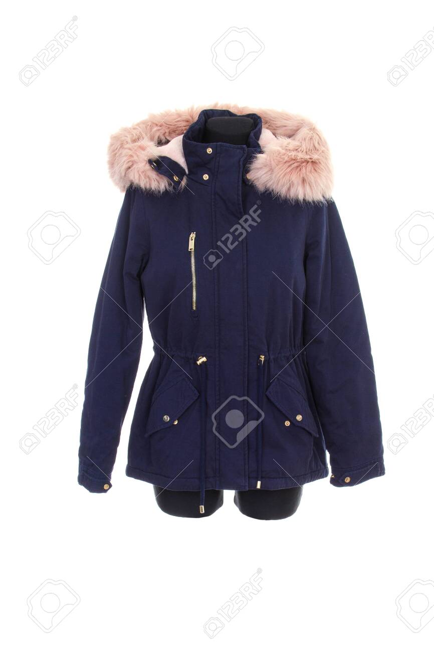 Download Blue Parka Jacket With Fur On A Hood Isolated On White Background Stock Photo Picture And Royalty Free Image Image 136148617