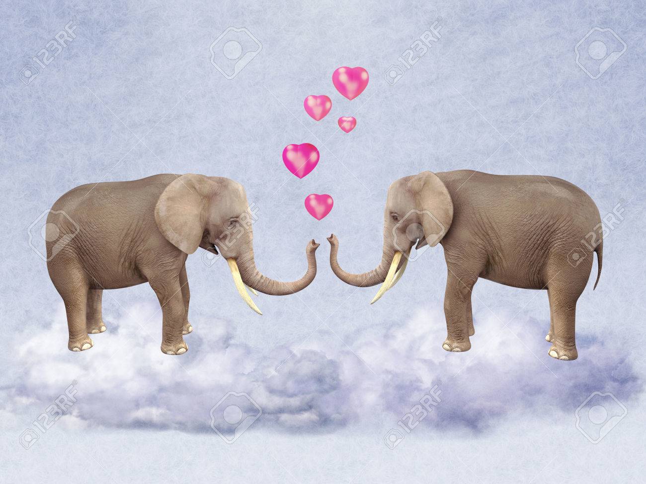 Dos Elefantes En El Amor. Ilustración Fotos, retratos, imágenes y  fotografía de archivo libres de derecho. Image 44941237