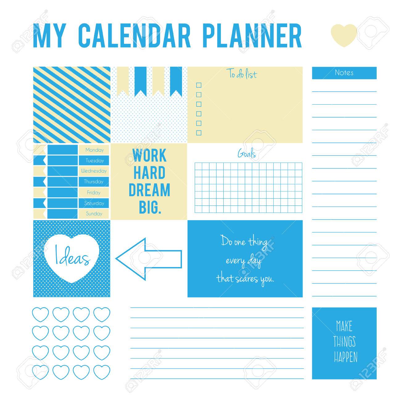 Planner website page with stickers, printable documents. Vector printable.. photograph about Printable Life Planner titled Planner webpage with stickers, printable information. Vector printable..