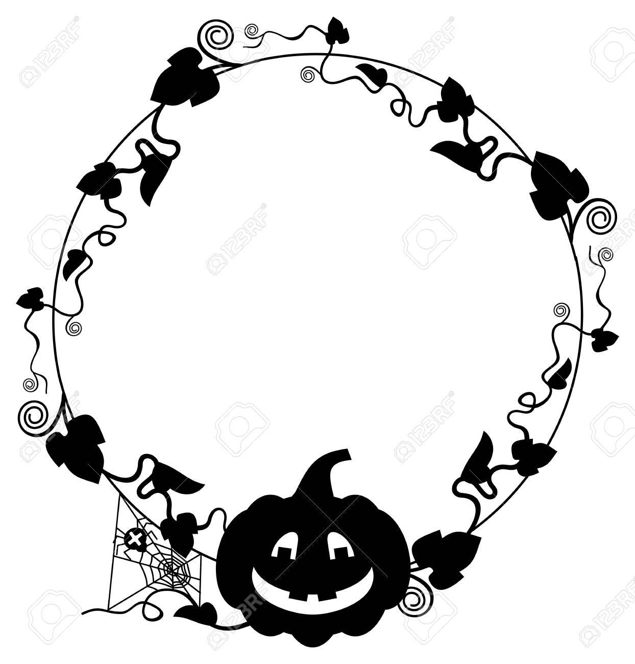 black and white frame with halloween pumpkin silhouette vector pumpkin silhouette vector