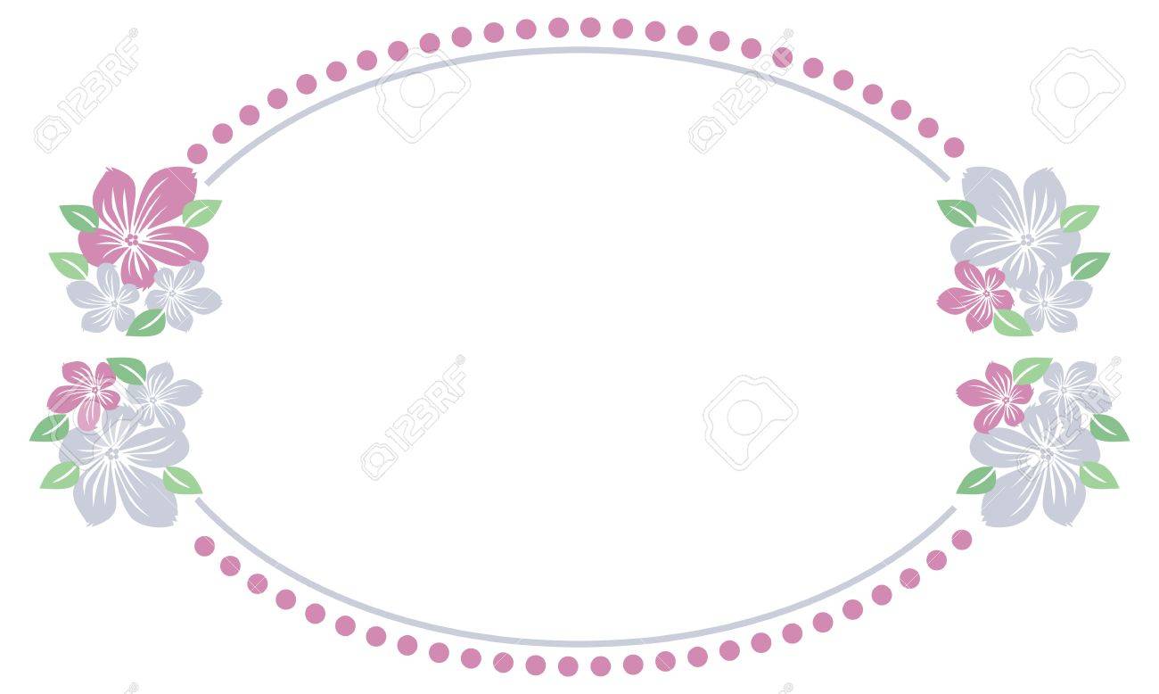 抽象的な色楕円形フレームの花のシルエット ベクター クリップ アート のイラスト素材 ベクタ Image