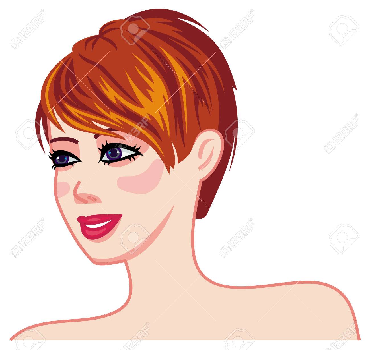 Smiling Girl With Brown Hair And Modern Haircut Short Hair Style