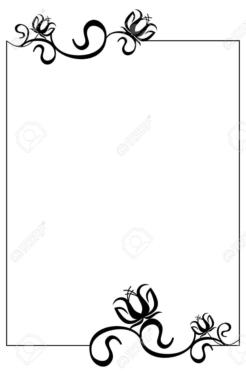 Schwarz Weiss Rahmen Mit Blumen Silhouetten Vector Clip Art Lizenzfrei Nutzbare Vektorgrafiken Clip Arts Illustrationen Image 70222211