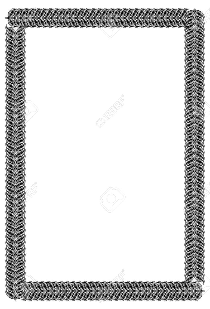 black and white abstract vertical frame guilloche border for