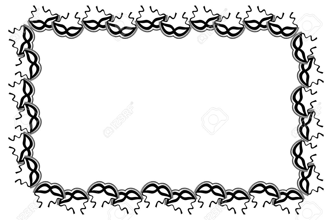 Silhouette Horizontal Frame With Carnival Masks. Copy Space. Vector Clip  Art. Royalty Free SVG, Cliparts, Vectors, and Stock Illustration. Image  70977725., image size:1300x861