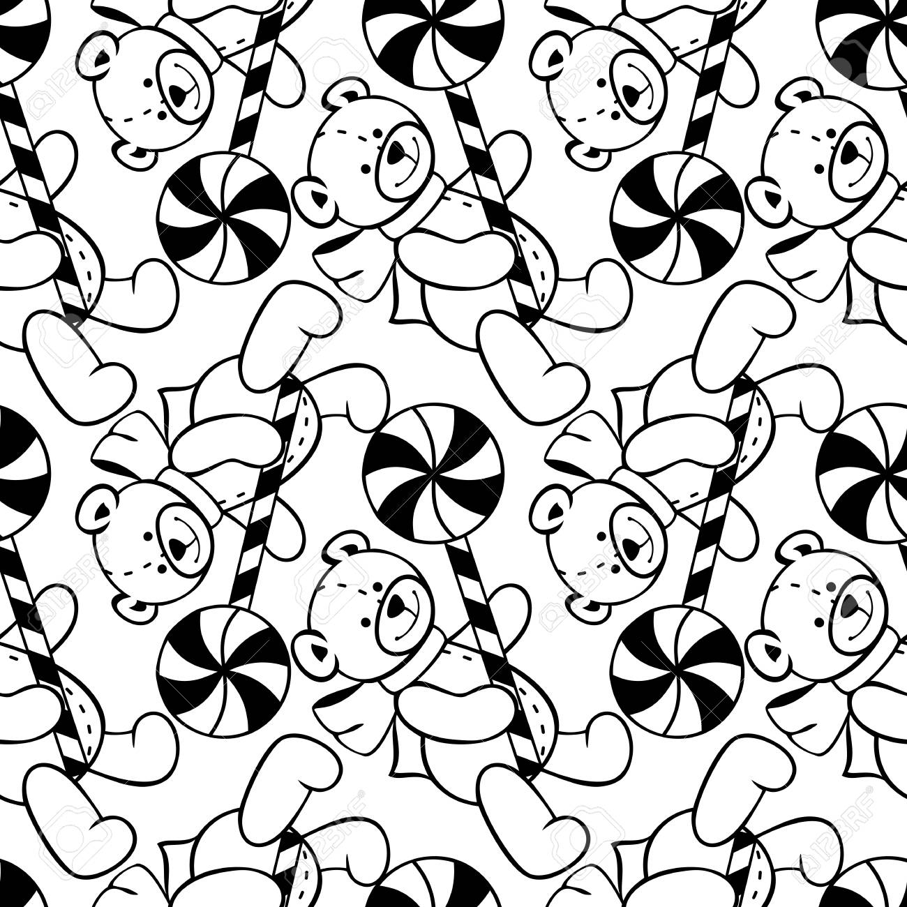 black and white teddy bears