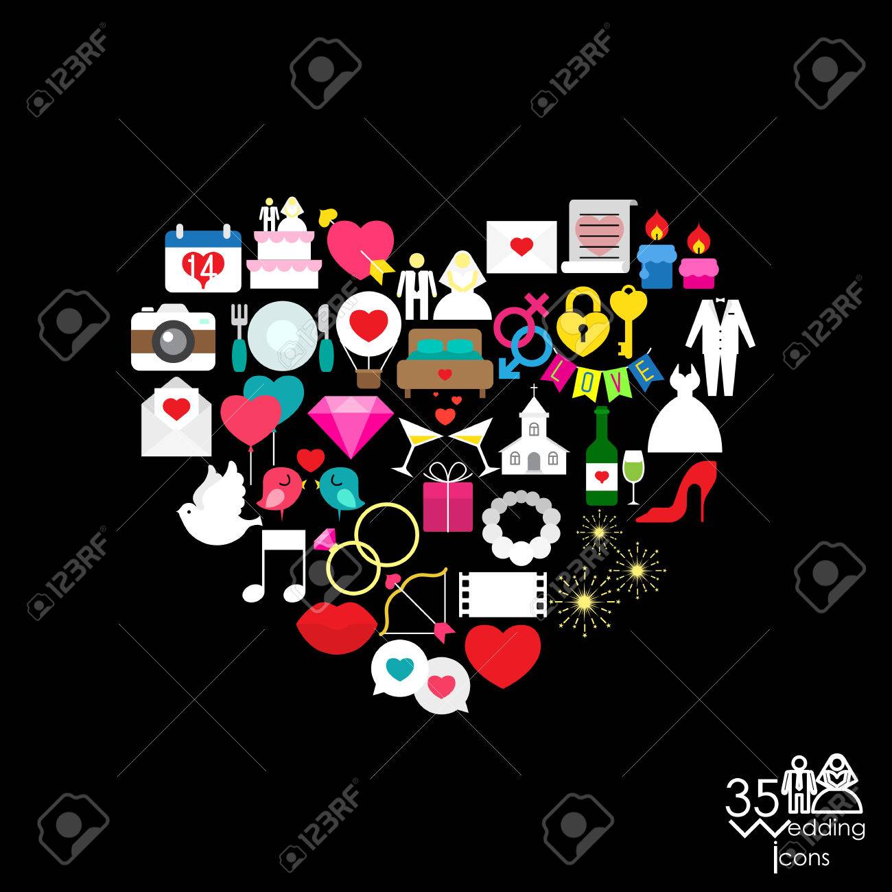 love icon objects in the heart sign shape vector illustration