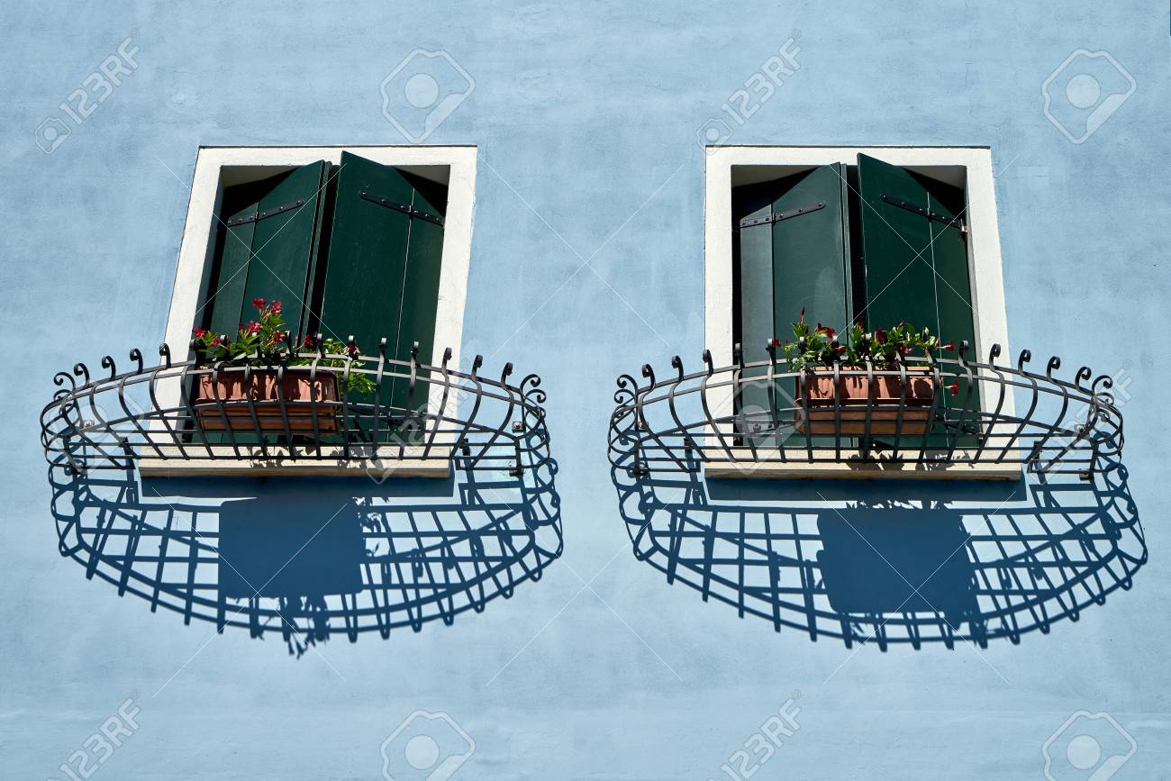 windows with shutter and lattice italy venice stock photo picture