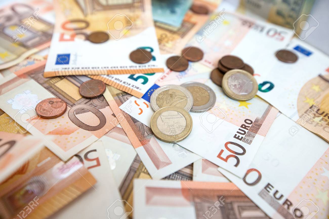 50 Euro Paper Money And Coins Background Hundreds Of Banknotes Stock Photo Picture And Royalty Free Image Image 118855682