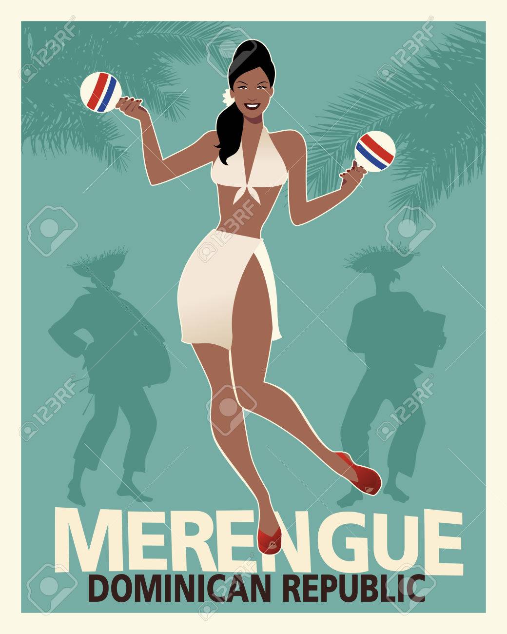 Piękna Dziewczyna Tańczy Merengue Z Marakasami. SVG, Cliparty, ilustracje  stockowe oraz ilustracje wektorowe Royalty Free. Image 84173331