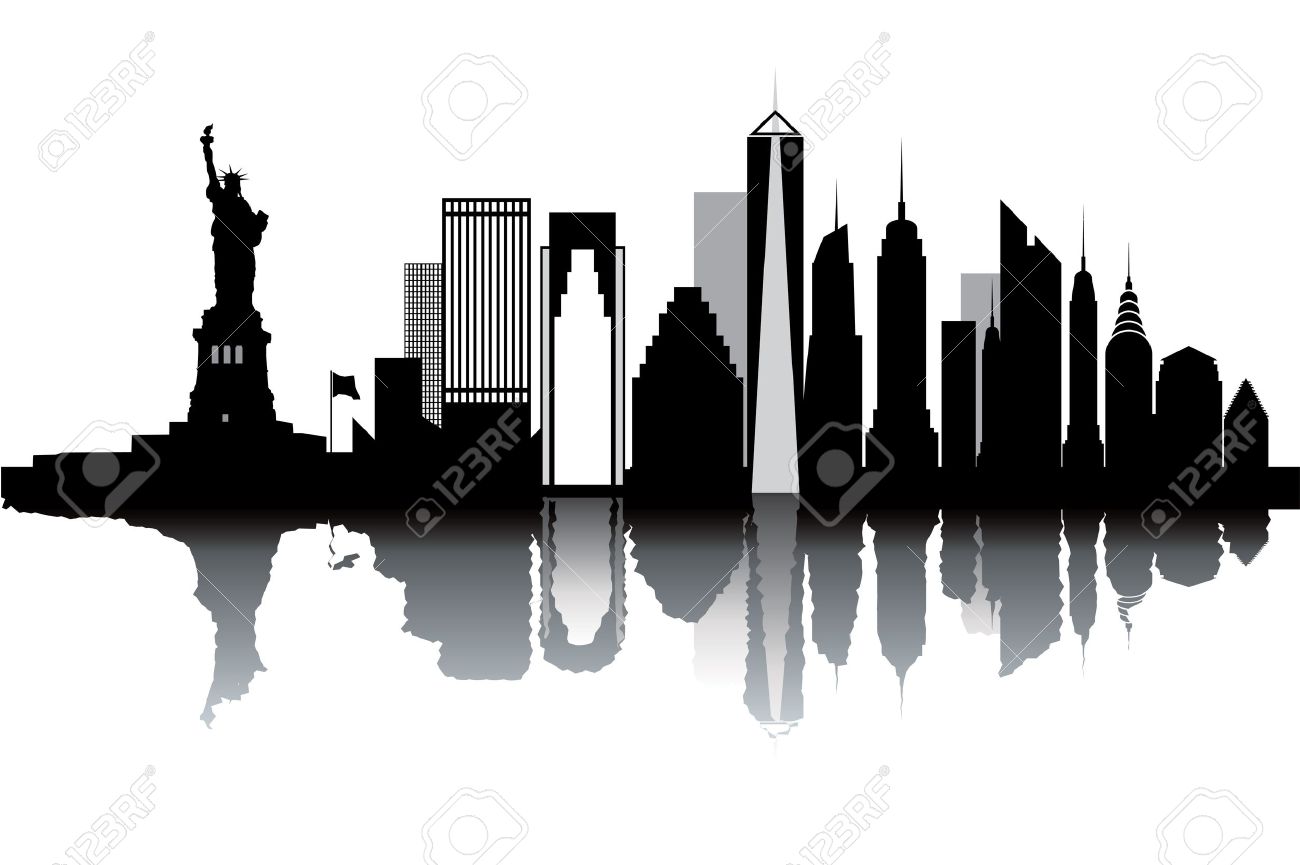 New York Skyline Black And White Vector Illustration Royalty Free Cliparts Vectors And Stock Illustration Image
