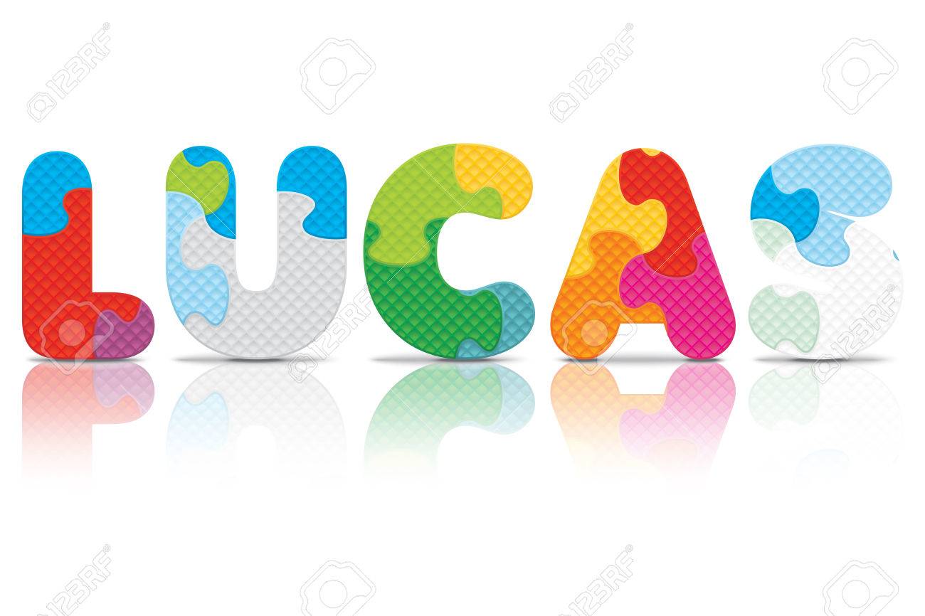 アルファベット パズル ベクトル イラストで書かれたルーカスのイラスト素材 ベクタ Image
