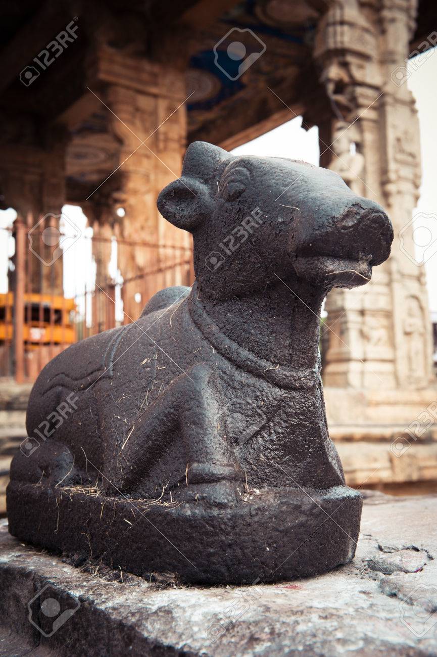 Brihadishvara 寺 Nandi 雄牛の像。ナンディ ヒンドゥー教ではシヴァ神