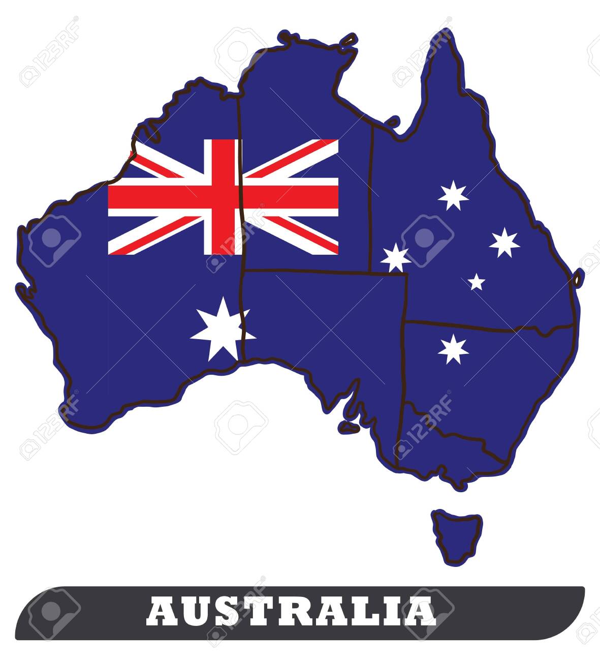 Australian Map And Australian Flag. Australian Map And Australian Flag Use For Background By Illustration Royalty Free Cliparts, Vectors, And Stock Illustration. Image 121546383.