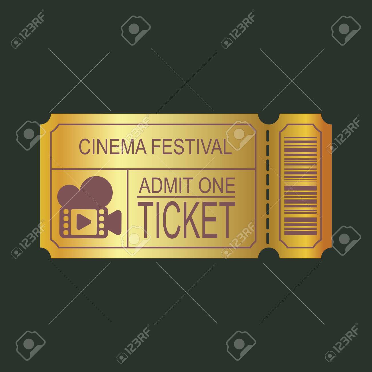 Vintage Golden Ticket Admission To The Cinema Theater Music Festival Party Etc Vector Image Royalty Free Cliparts Vectors And Stock Illustration Image 144003173